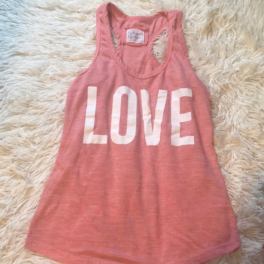 “love” pink tank top